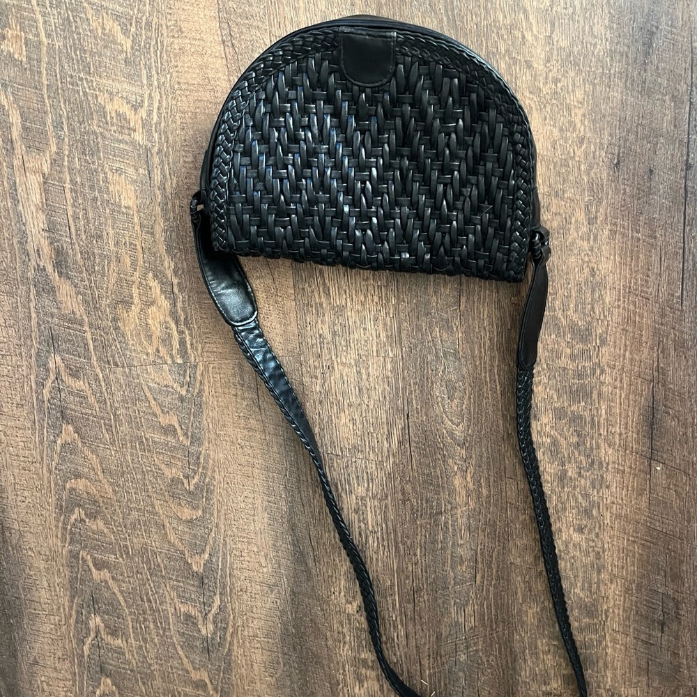 Black Woven Crossbody Bag